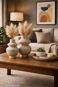 Modern Beige Ceramic Vase Set of 2 / Luxury Home Décor