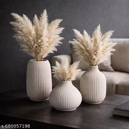 Premium Textured Ceramic Flower Vase Set of 3