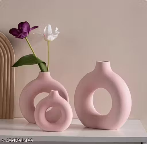 Ceramic Ring Vase Set of Three Small to Medium size&nbsp;