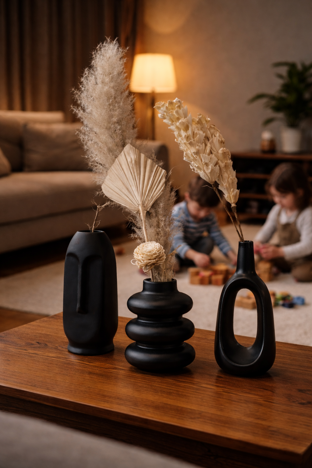 Black Family Ceramic Vases for Home Decor