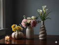 Modern Boho Aesthetic Heart Shaped Ceramic Vase Set of 3