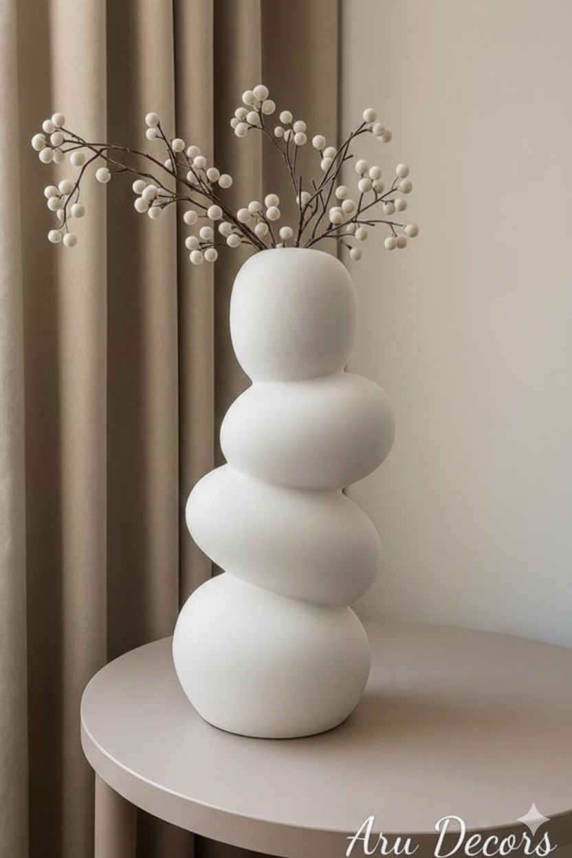 All New White Colour Stone Vase (Pack Of 1, White)