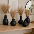 Premium Matte Black Ceramic Vase Set of 5 for Home &amp; Living Room Decor