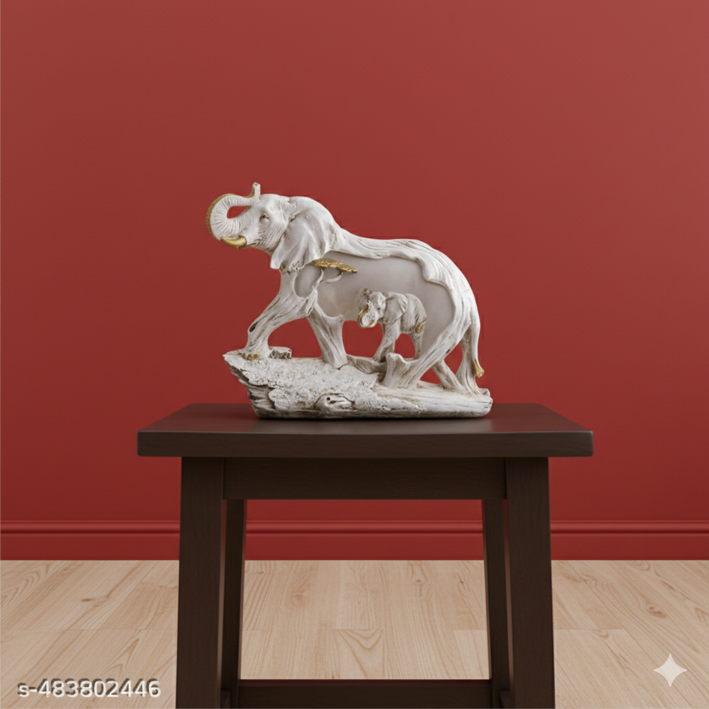 Resin Statue Elephant in Elephant, White Antique, for Home &amp; Office Decor, Gifting