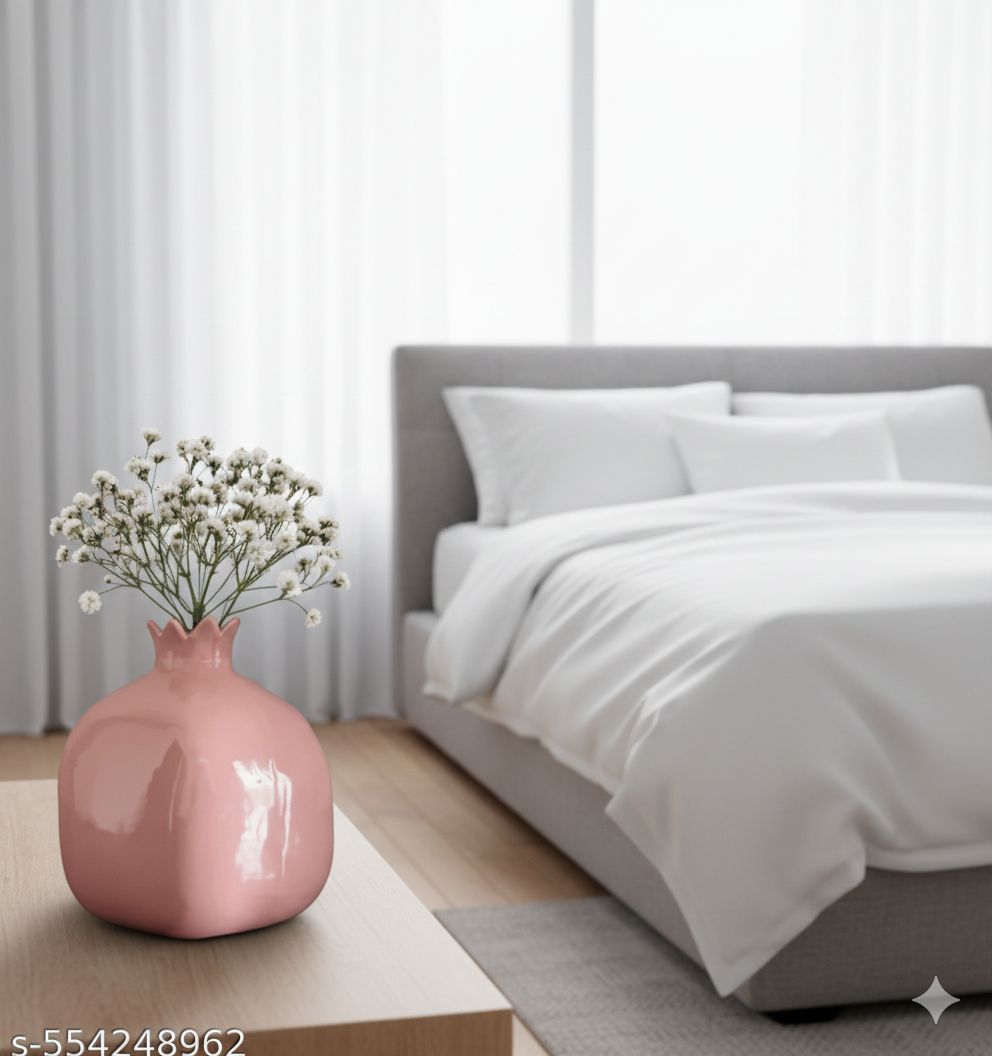 Pink Anar Vase | set of 1 | pink ceramic vase