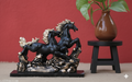 Articia Resin Running Horse Pair With Base Statue Figurine For Fengshui or Vastu Showpiece (22.5 X 9 X 18 cm, Black Gold)