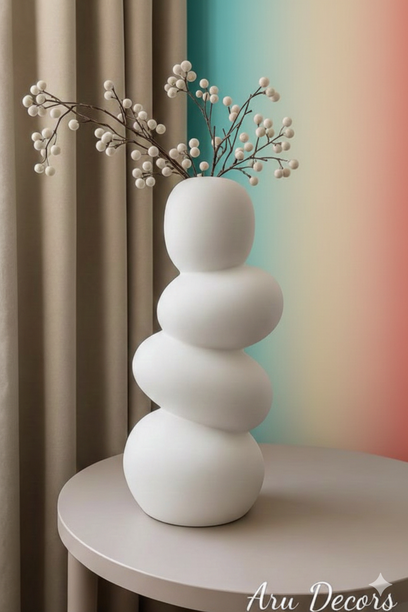 All New White Colour Stone Vase (Pack Of 1, White)