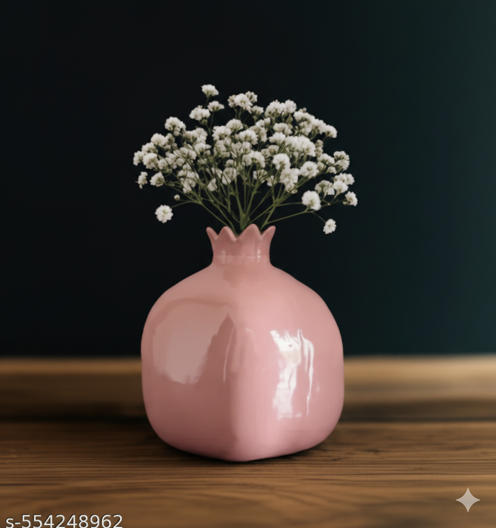 Pink Anar Vase | set of 1 | pink ceramic vase