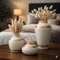 Premium Ceramic Vase With Golden Line &nbsp;Set (Set of 3)