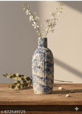 Modern Ceramic Flower Vase for Home Decor | Blue White Designer Table &amp; Living Room Decorative Vase