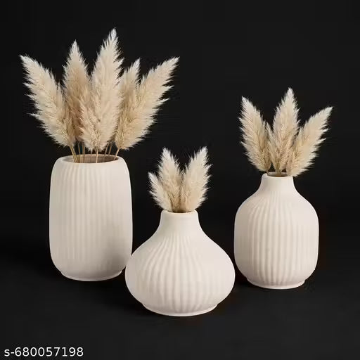Premium Textured Ceramic Flower Vase Set of 3