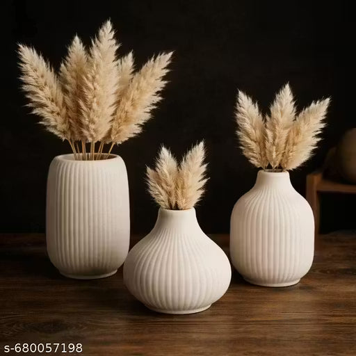 Premium Textured Ceramic Flower Vase Set of 3