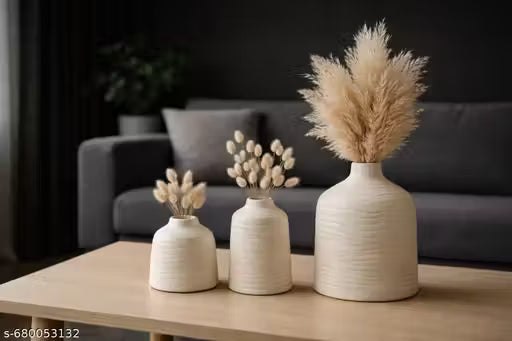 Elegant Ceramic Vase Set of 3 for Living Room &amp; Bedroom Decor