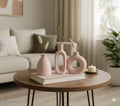 PCO The Vintage Artefacts ceramic set of three vases all Pink. Elegant Vase Hollow vase and n inches ring.