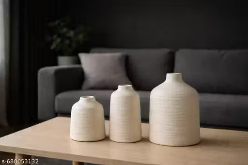 Elegant Ceramic Vase Set of 3 for Living Room &amp; Bedroom Decor
