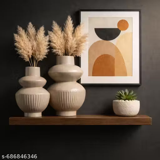 Modern Beige Ceramic Vase Set of 2 / Luxury Home Décor